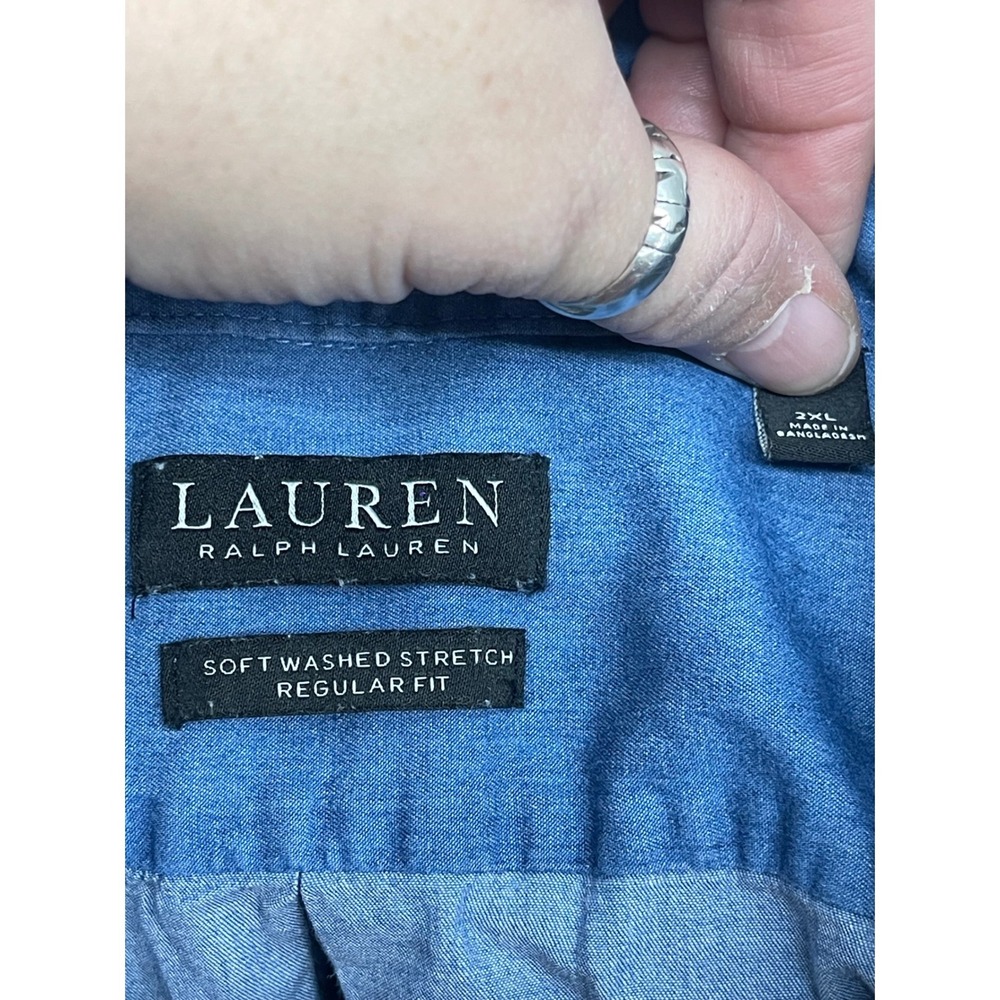 Lauren Ralph Lauren Black Label 2XL Soft Washed Stretch Denim Button Down Shirt - Picture 3 of 4
